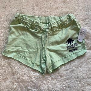 Mint green Cozumel palm tree drawstring comfy shorts NWT